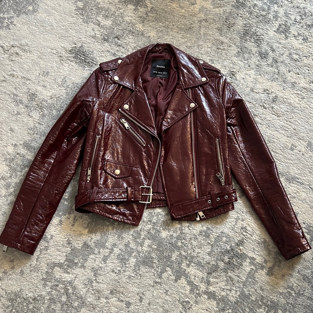 Bershka Faux Patent Leather Jacket